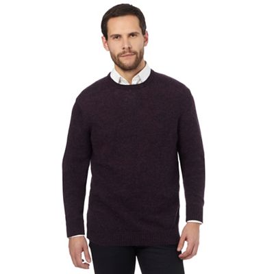 The Collection Big and tall purple ribbed trim lambswool blend jumper